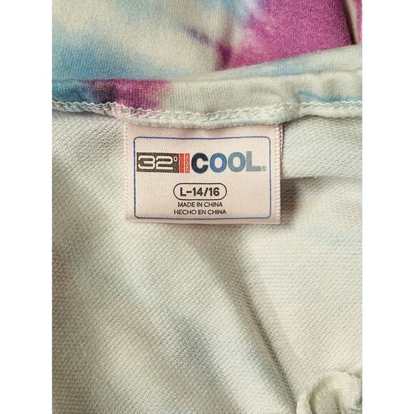 32° Cool Degrees Maxi Dress Ruffle Strap Purple Blue Tie Dye Youth large 12/14 - Picture 10 of 10